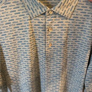 Blue Patterned Men's Polo Shirt